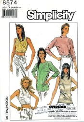 8574 SIMPLICITY EASY SEW KNIT TOPS SLEEVES OR NOT LENGTHS PATTERN 6-10 UNCUT